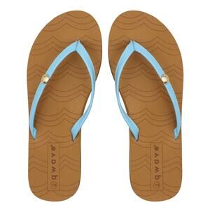 Women's Slim Flip Flops Size 6.5 Tan Footbed Patterned Grip Thong Slides New